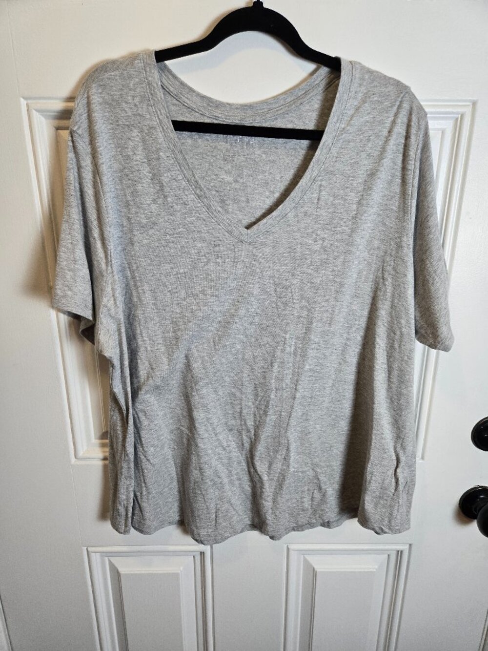 Terra & Sky 2X Gray Pima Cotton Modal V-Neck Tee Soft Stretch Top